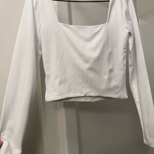 Aritzia White Long Sleeve Crop Top